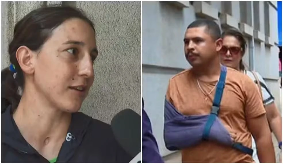 A triatleta Luisa Baptista e o motociclista Nayn José Sales durante a audiência no Fórum de São Carlos.