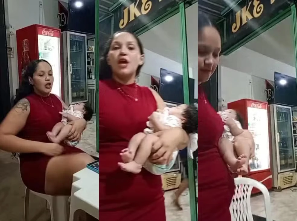 Suspeita de homicídio da própria filha é vista com o bebê em um bar, horas antes da tragédia.