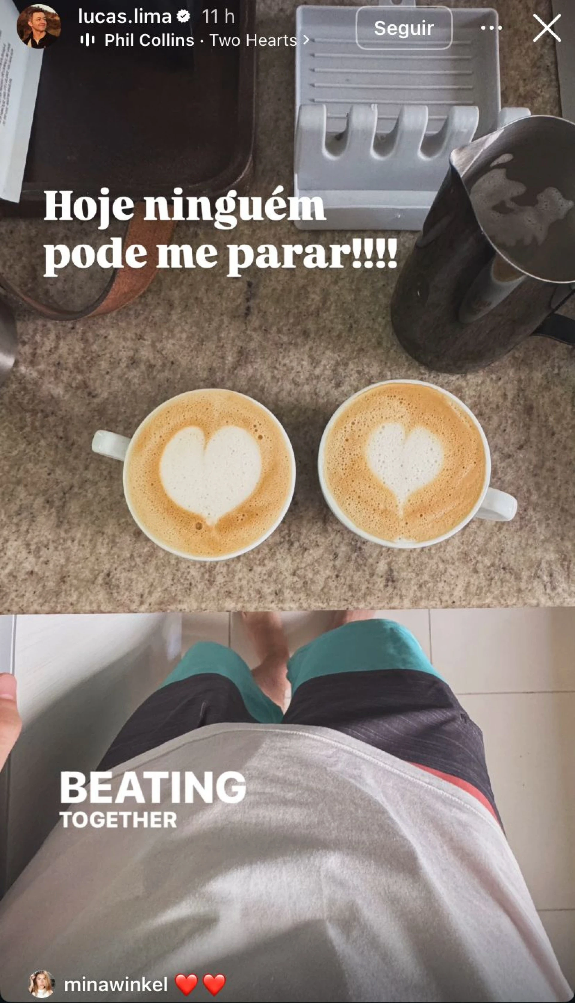 Lucas desfrutou de um café romântico, e Mina expressou sua reação.