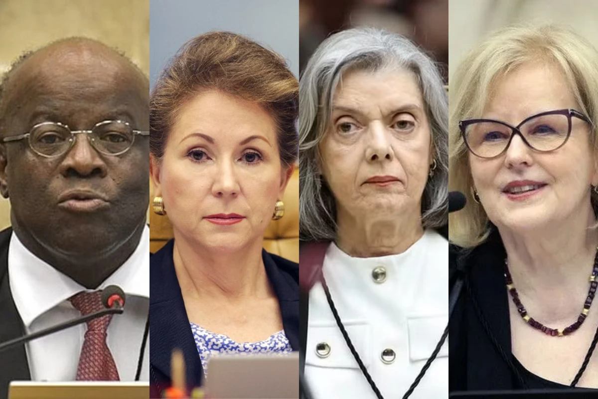 O ex-ministro Joaquim Barbosa com as ministras Ellen Gracie, Cármen Lúcia e Rosa Weber.