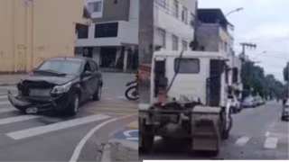 Vídeo: colisão entre carro e carreta causa lentidão em Timóteo
