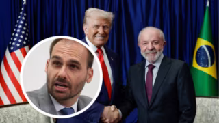 Eduardo Bolsonaro comenta apoio de Trump a Jair Bolsonaro após encontro com Lula