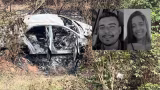 Carro capota e pega fogo na MG-441, em Lajinha; dois jovens morrem e três ficam feridos