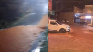Vídeo: chuva forte causa alagamentos e interdita estrada em Caratinga