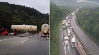 Pane em carreta bloqueia rodovia e causa congestionamento em Santos