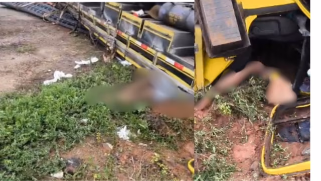 Motorista morre em acidente com carreta na BR-101 em Anchieta