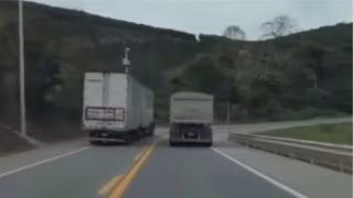Vídeo: caminhoneiro é flagrado realizando ultrapassagem proibida na BR-116
