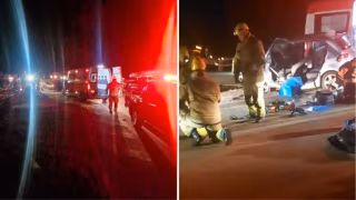 Acidente entre carro com trabalhadores e carreta deixa um morto e 5 feridos na BR-381 no Vale do Aço