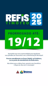 Timóteo prorroga REFIS 2025 e mantém descontos de até 90% para regularização de dívidas