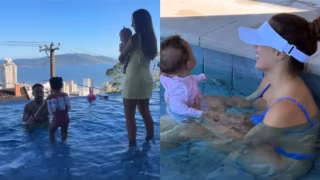 Neymar e Bruna Biancardi curtem dia de piscina com as filhas Mavie e Mel