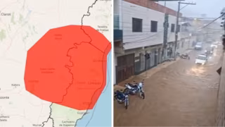 Chuvas intensas alagam vias em Santana do Paraíso sob alerta vermelho do Inmet