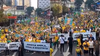 Ato pela anistia convocado por padre Kelmon e senador Marcos do Val reúne manifestantes na Avenida Paulista