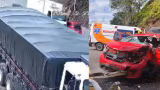 Câmeras registram acidente entre carro e caminhão na BR-381 em Nova Era
