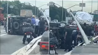 Buraco na Marginal Tietê e acidente com viatura agravam trânsito em São Paulo