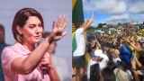 Michelle Bolsonaro chega a Brasília em último dia de marcha liderada por Nikolas Ferreira