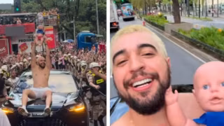 Carnaval 2026 em BH: Nattan chama atenção ao desfilar com boneca presenteada por foliões nas ruas da cidade