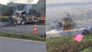 Batida entre duas carretas e Saveiro deixa quatro mortos e um ferido grave na Fernão Dias