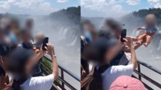 Registro polêmico: homem arrisca segurança de bebê em mirante das Cataratas do Iguaçu