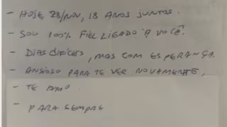 Michelle divulga carta de Bolsonaro escrita na prisão em aniversário de 18 anos de casamento