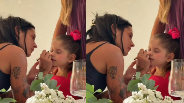 Ana Castela reencontra Maria Flor e encanta ao surgir maquiando a filha de Zé Felipe