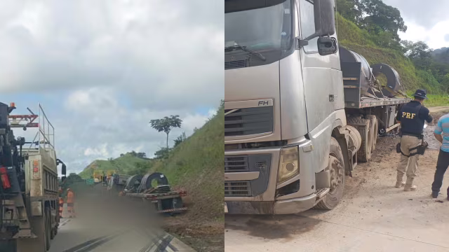 Acidente entre duas carretas e moto na BR-381 deixa um morto em Antônio Dias