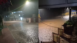 Vídeo: chuva forte provoca alagamentos e transtornos em Jaguaraçu; aulas são suspensas