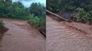 Barragem de terra transborda após temporal e leva lama a ruas em Senador Amaral