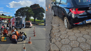 Colisão entre moto e carro deixa jovem ferida na BR-381, em João Monlevade