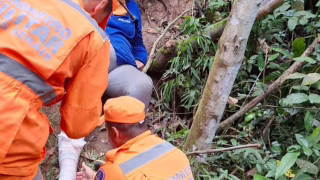 Mulher é resgatada após queda em área de difícil acesso em Antônio Dias