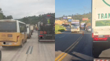 Tombamentos interditam trechos da BR-381 e provocam lentidão em João Monlevade e Ipatinga