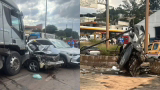 Carreta sem freio provoca engavetamento com 13 veículos e deixa feridos no Anel Rodoviário
