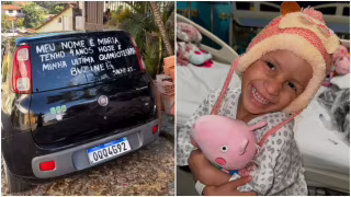 Corredor de apoio e buzinaço emocionam menina a caminho da última quimioterapia em BH