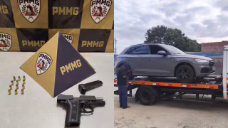 PM apreende pistola em carro de luxo com registro de furto e prende motorista em Aimorés