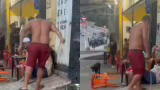 Mulher é agredida com chicotadas em frente a bar em Santa Luzia; suspeito é identificado