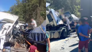 Batida entre dois caminhões, carreta e ônibus na BR-251 mata motorista em Padre Carvalho