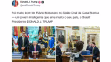 Trump publica foto com Flávio Bolsonaro no Salão Oval e o elogia em rede social