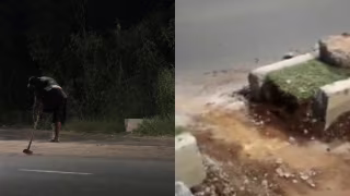 Motoboy é flagrado quebrando meio-fio com marreta para abrir “atalho” em avenida de Sumaré (SP)