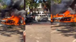 Incêndio atinge três carros em estacionamento perto da Feira dos Importados, em Brasília
