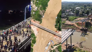 Trecho da Ponte Frei Paolino Baldassari desaba em Sena Madureira e deixa quatro feridos