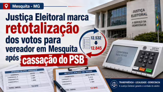 Justiça Eleitoral marca retotalização dos votos para vereador em Mesquita após cassação do PSB