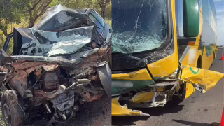 Motorista de 48 anos morre após bater de frente com ônibus na BR-262, em Uberaba