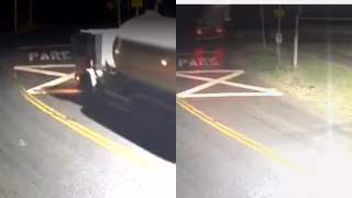 Caminhão com gás de cozinha é atingido por trem ao cruzar linha férrea em Jandaia do Sul (PR)