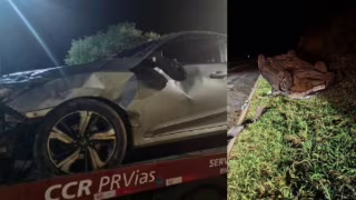 Cuidador é preso após suspeita de furtar carro de família e capotar veículo na BR-376, em Ortigueira