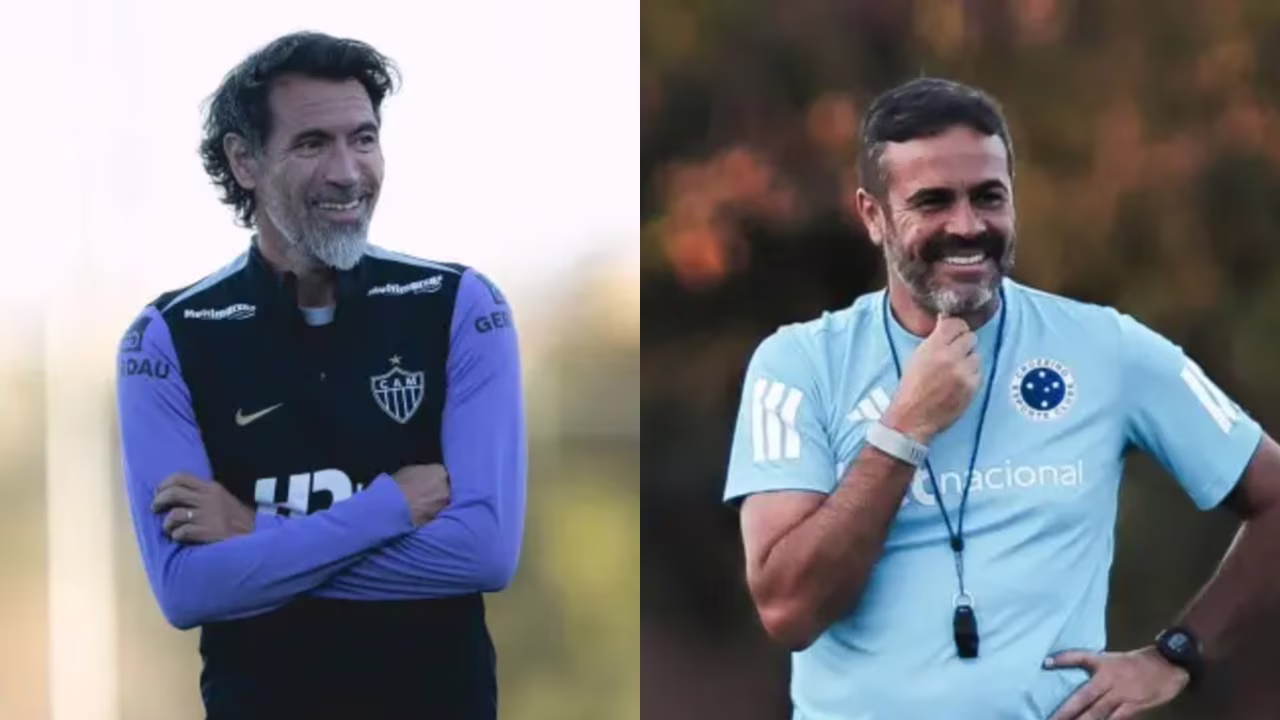 Eduardo Domínguez, técnico do Atlético/Artur Jorge, técnico do Cruzeir
