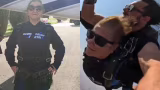 Aos 67 anos, aposentada realiza sonho de saltar de paraquedas em Arapongas