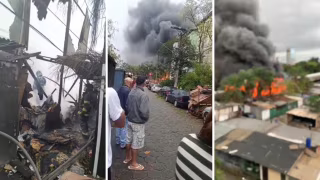 Incêndio destrói ao menos 20 barracos em comunidade no Parque Novo Mundo, em São Paulo