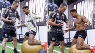 Neymar publica imagem criada por IA e brinca com físico durante treino no Santos