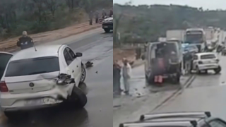 Colisão com ao menos três veículos é registrada na BR-381, em Santa Luzia (MG)