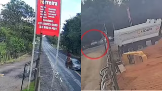 Imagens mostra cavaleiro atravessando pista antes de acidente com três feridos em Esmeraldas