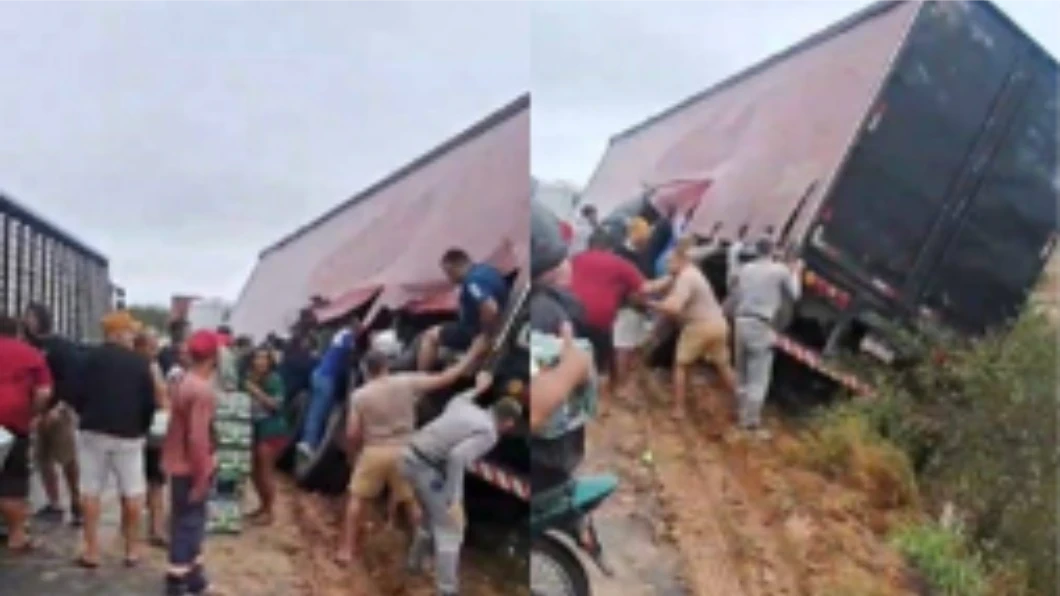 Carreta com carga de cerveja é saqueada na BR-116